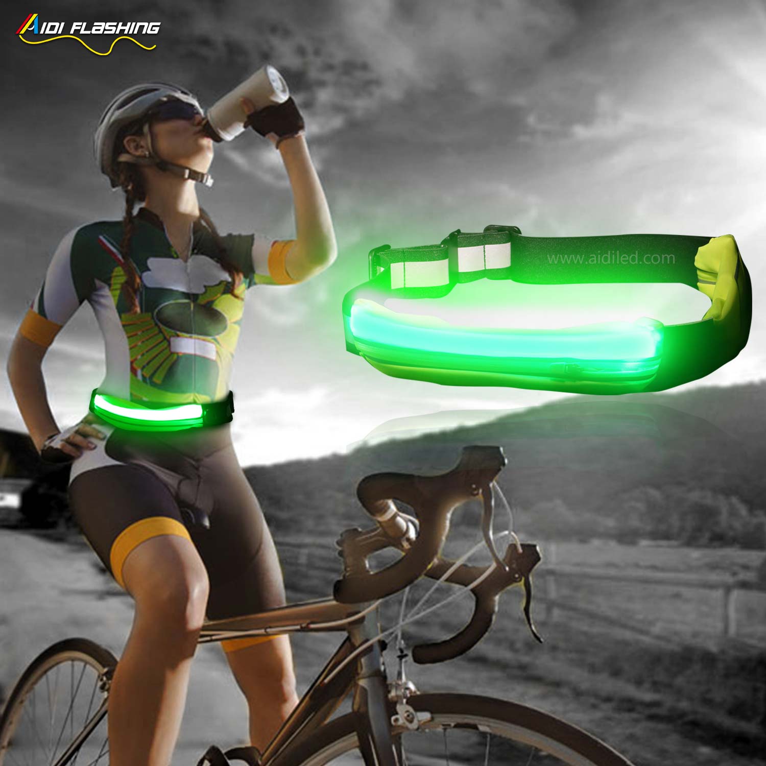 Led outdoor sport waist bag for night safety (single bags) AIDI-S17