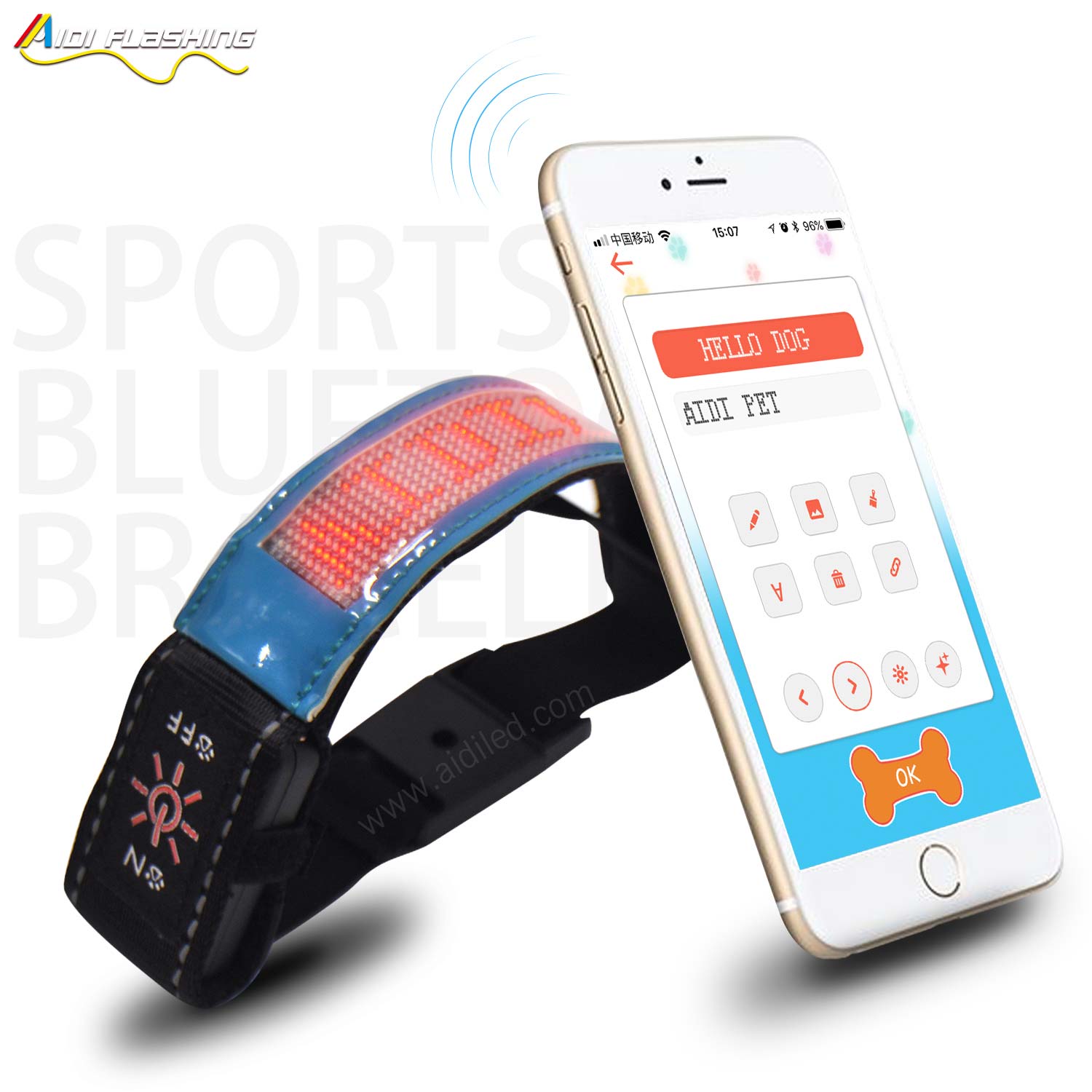 Led Screen Bluetooth Controlled Outdoor Sports Reflective Armbands AIDI-S20