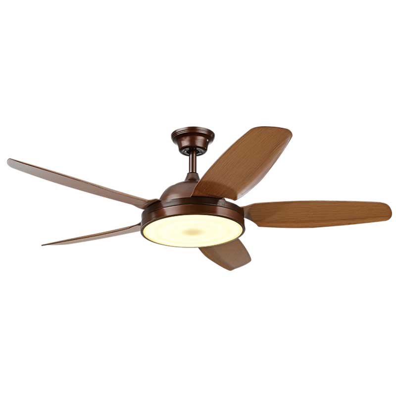 American traditional style fan lamp, 5 pieces of coffee wooden fan blades LED light source model HJ0