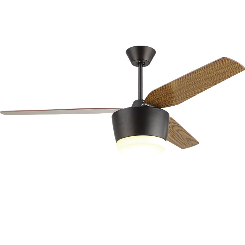 American traditional style fan lamp, 3 pieces of black wooden fan blades LED light source model HJ00