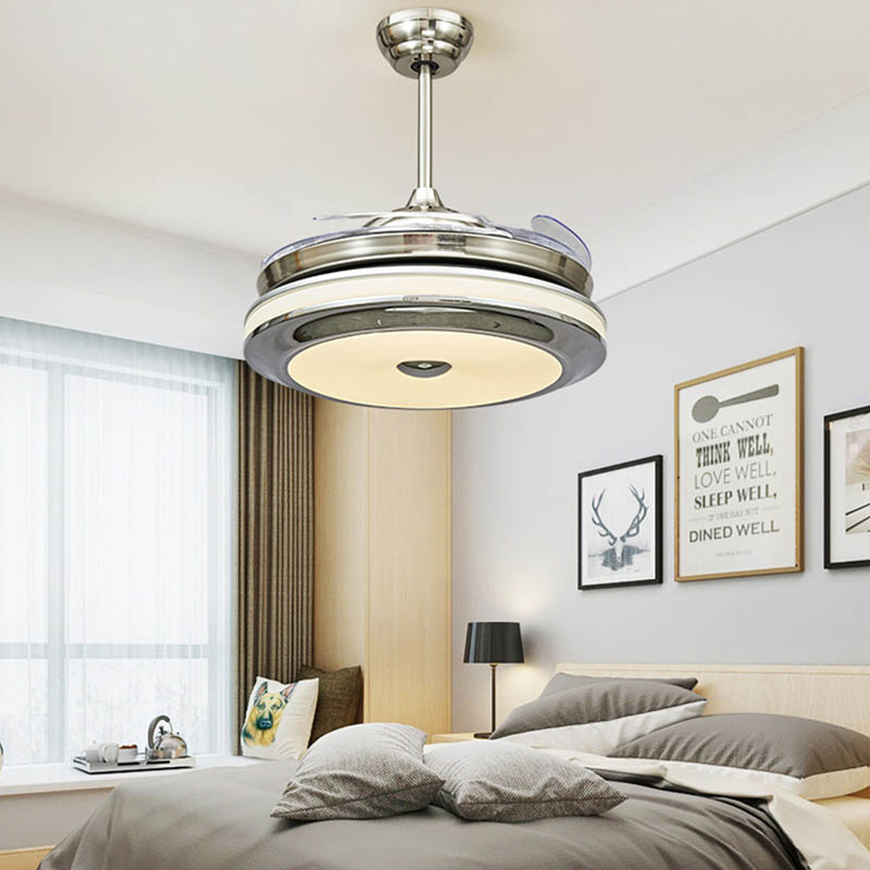 Modern invisible style fan lamp, 4 pieces of white ABS plastic fan blades model HJ060