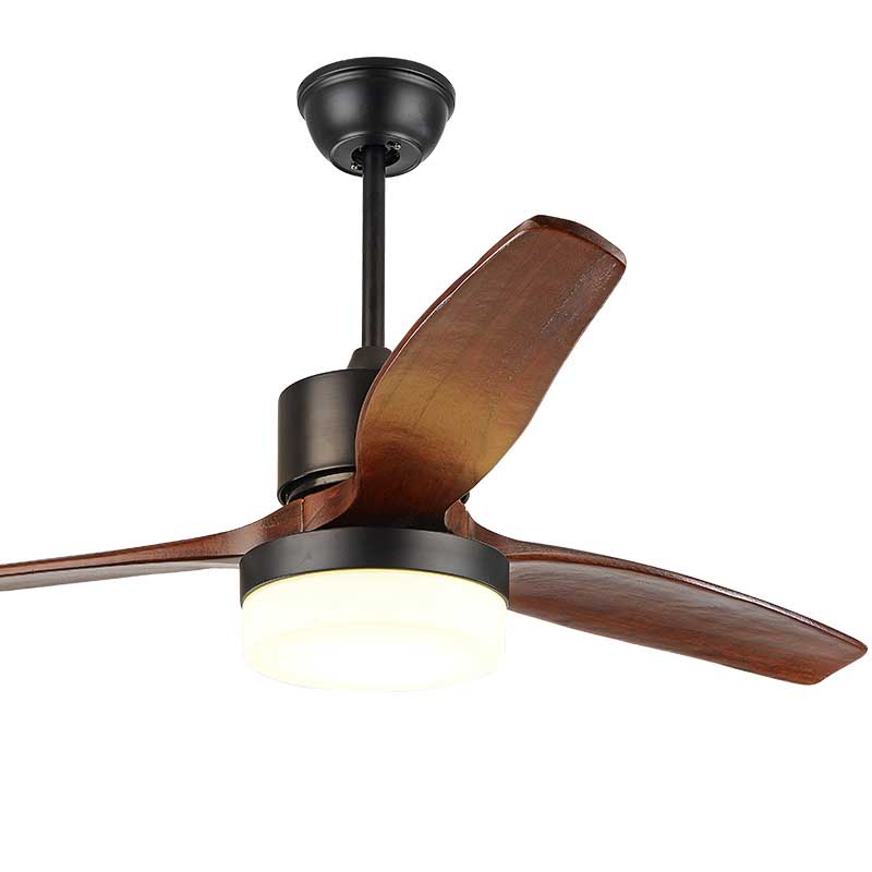 American traditional style fan lamp, 3 pieces of black wooden fan blades LED light source model HJ86