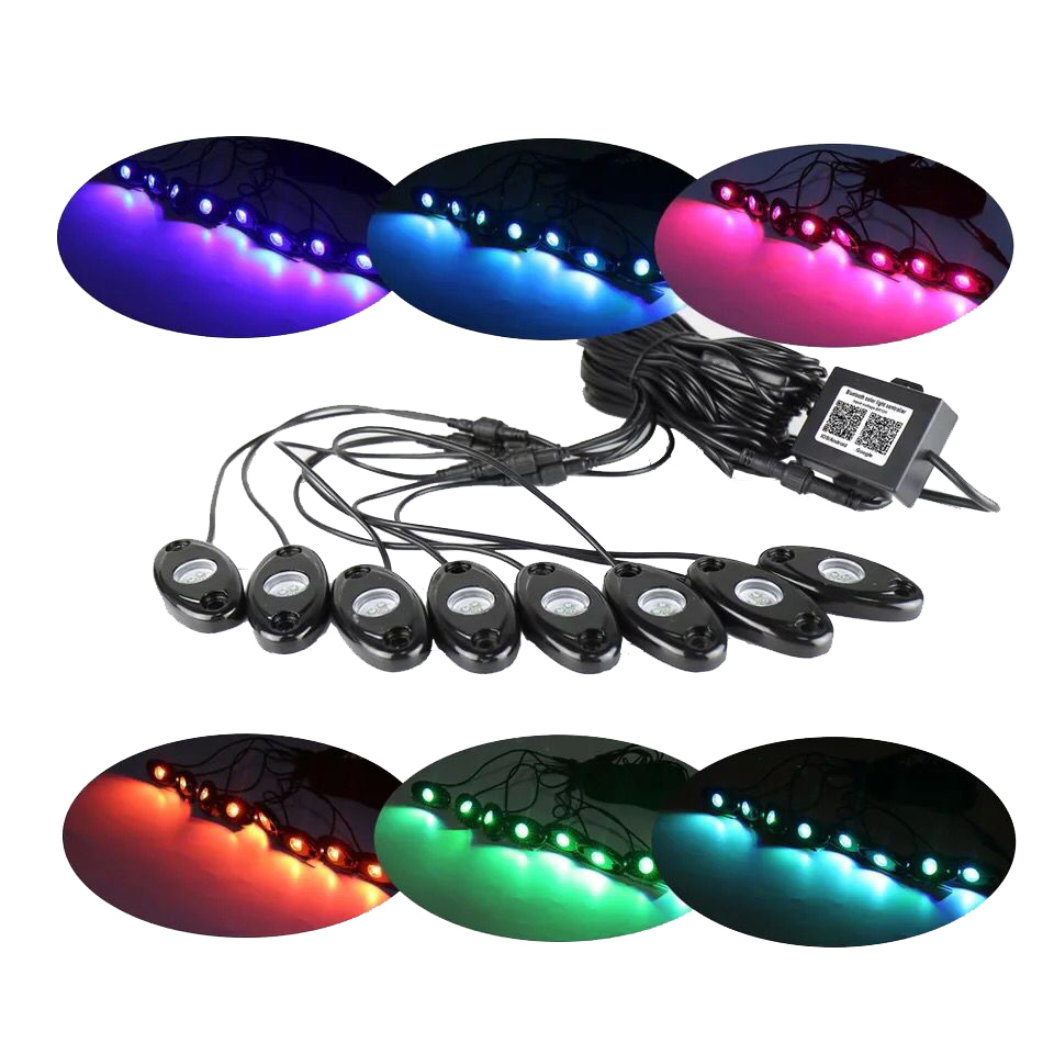 Offroad Jeep wrangler underglow rock lights RGB Bluetooth Funcation