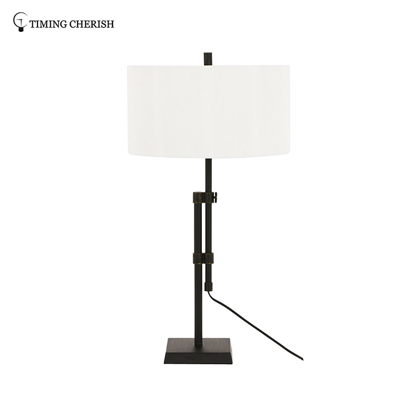 Larrabee 1 Light H770MM Adjustable Metal Table Lamp in Antique Black / Antique Nickel with Off-White