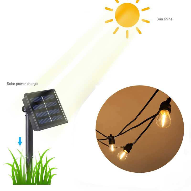 Waterproof Solar Power Festoon String Light Outdoor Garden Pergola