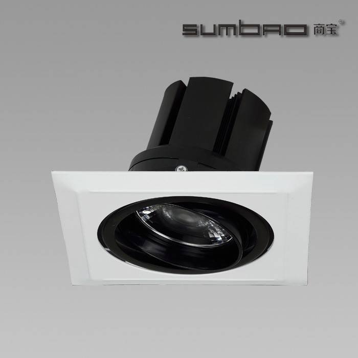 DW019-1 Customized SUMBAO Professional Single Head Square Trim 24W/30W Recessed Spotlights for High 