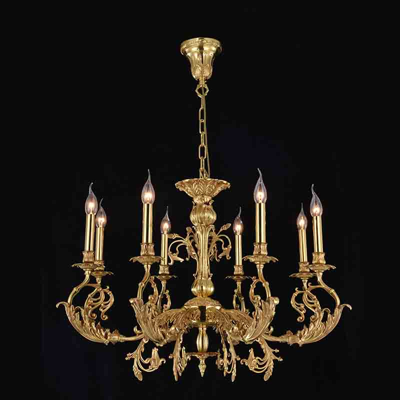 All copper chandeliers candle lights bedroom living room lighting fixture