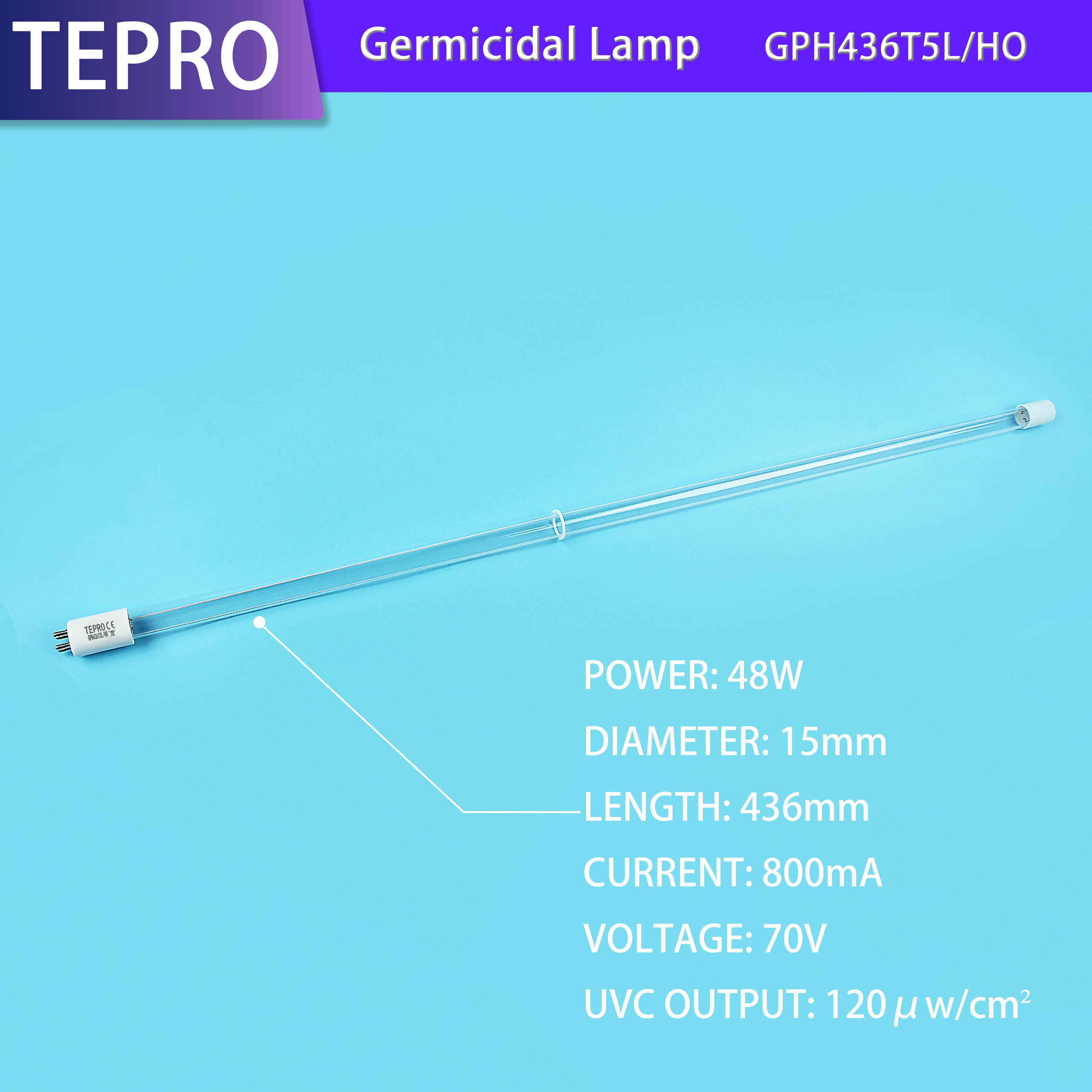 UVC lamp T5 High Output  48W  GPH436T5L/HO