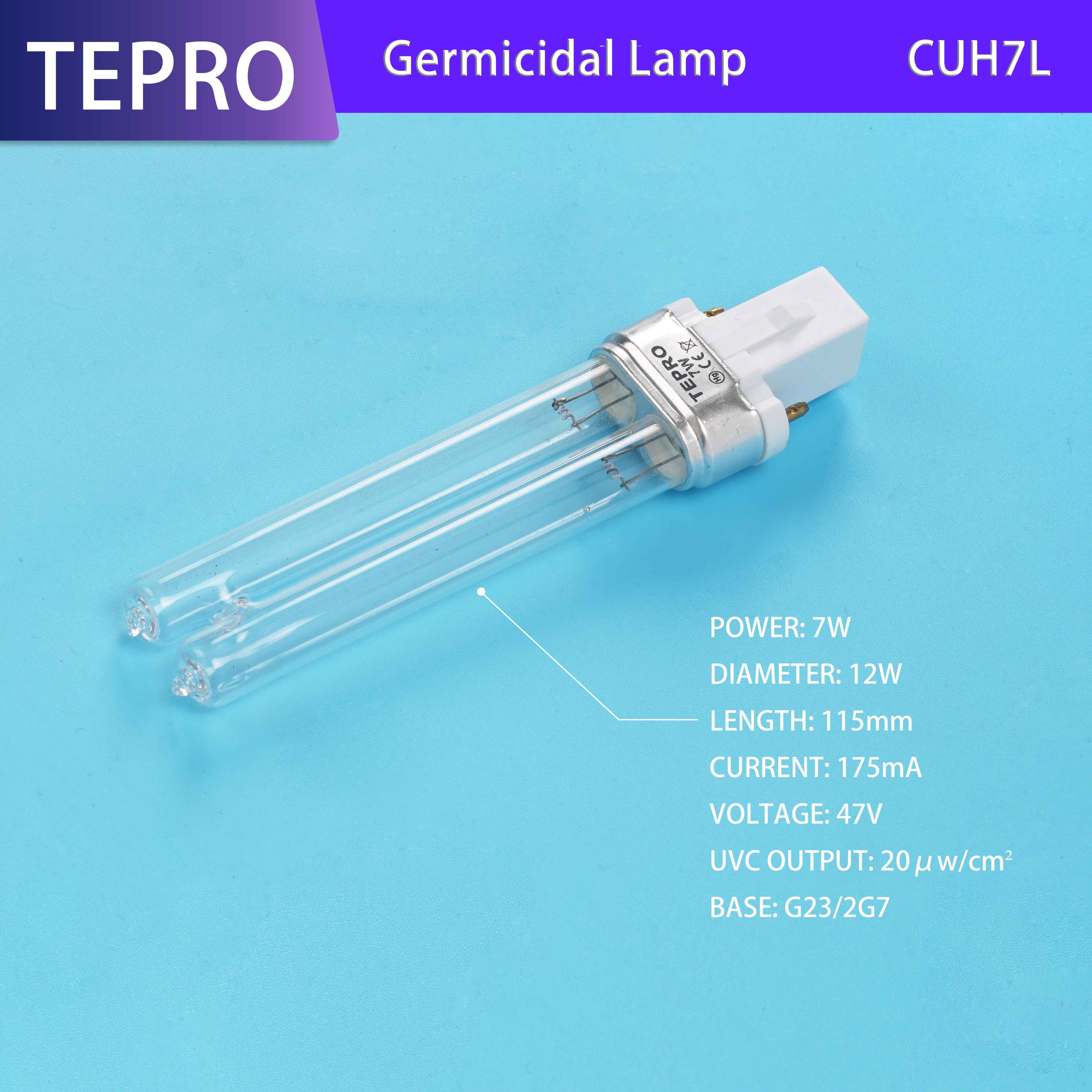 12mm G23 Base UV Germicidal Lamp 7w H Type CUH7L