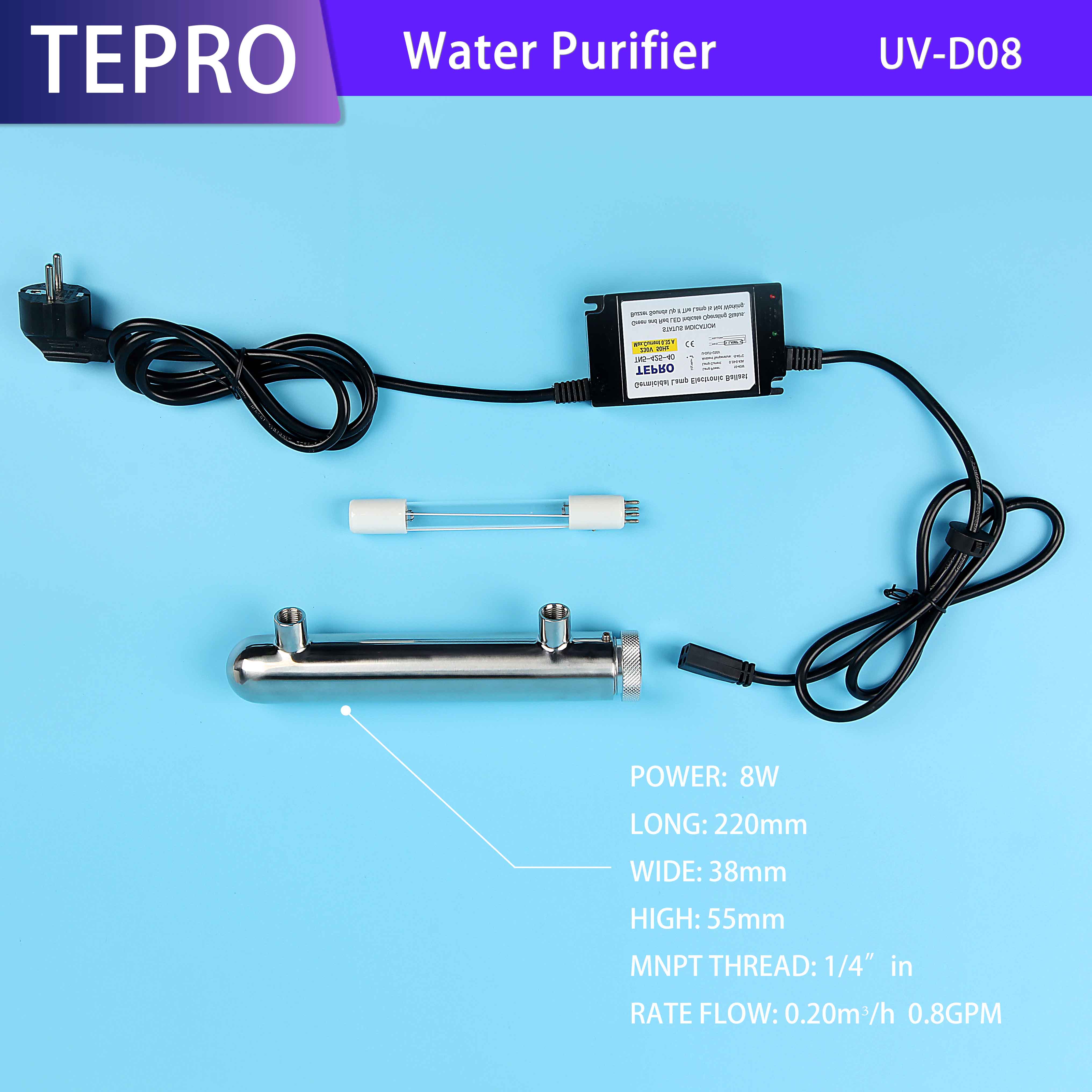 Electronic 8GPM household UV Water Purifier UV-D08