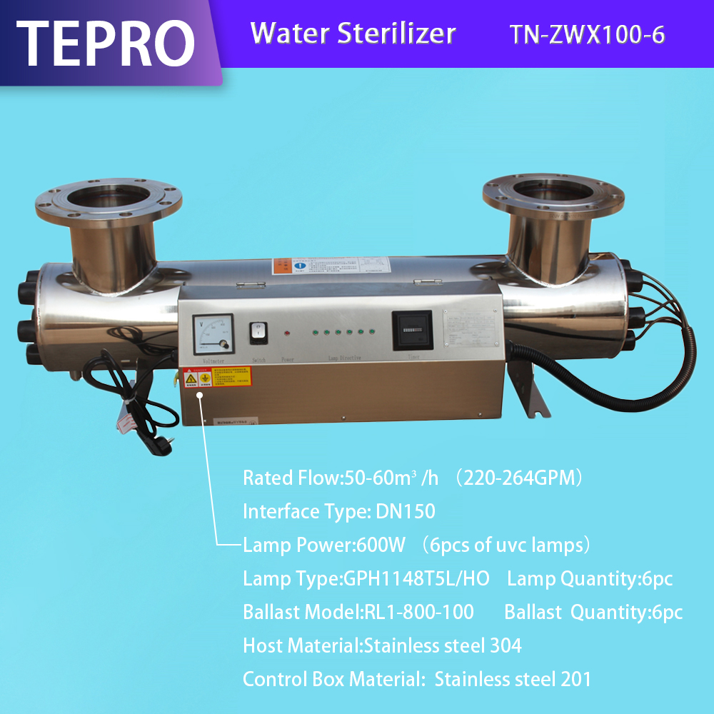 Ultraviolet Disinfection For Drinking Water Or Industrial Wastewater TN-ZWX100-6