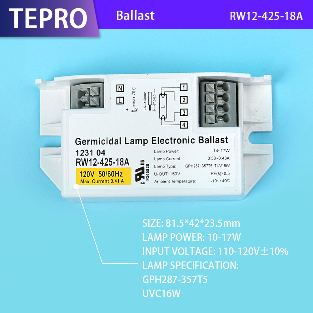 Rapid Start  Ballast UVC Bulb 18W RW12-425-18A