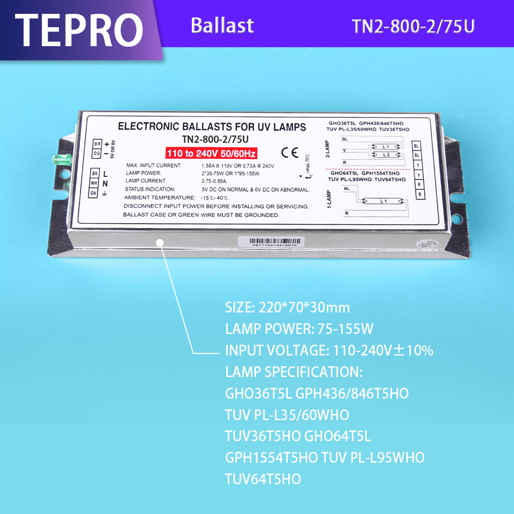 Manufactoty Wholesale Electronic Ballast 110/220V TN2-800-2/75U