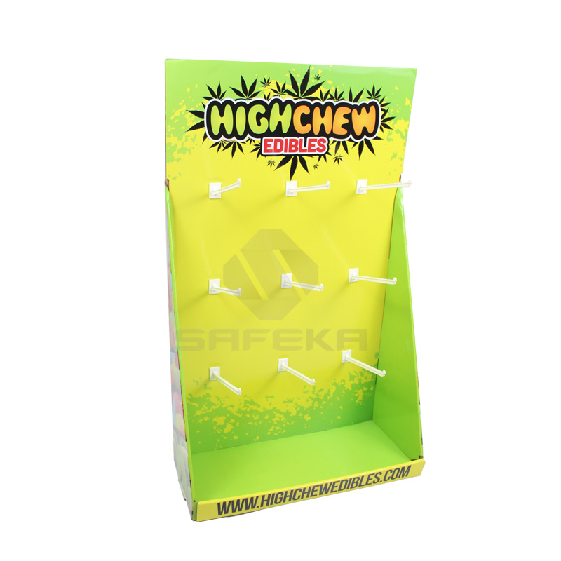 Corrugated Cardboard peg hook counter display for candy