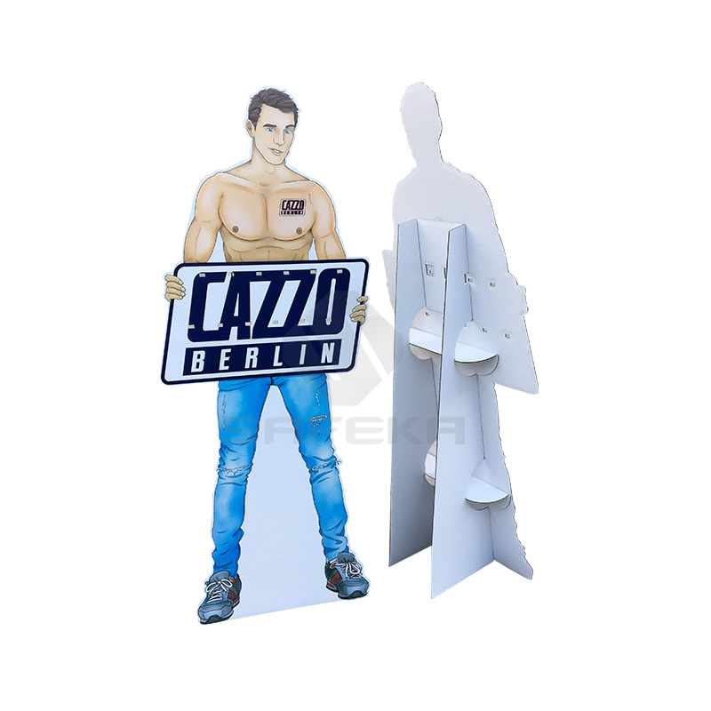 Full Printing Corrugated material  Customized floor Display standee Cardboard cutout with pegs hooks for condoms