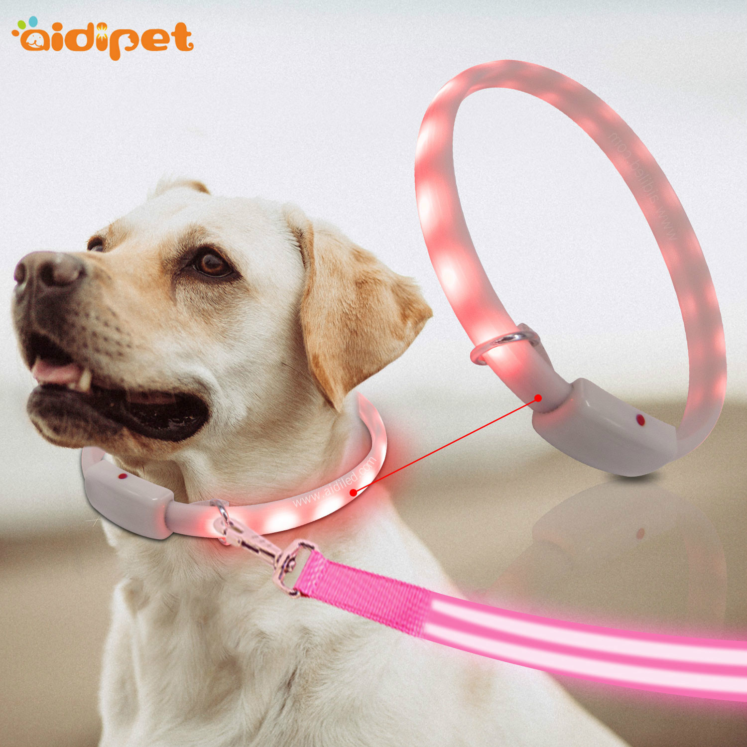 Nylon Filament Rechargeable Led Glowing Dog Collar