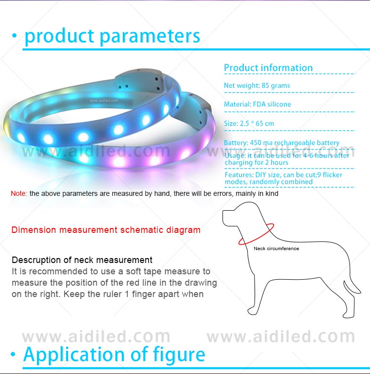 AIDI-Led Light Up Dog Collar, Fish Filament Rechargeable Led Dog Leash-5