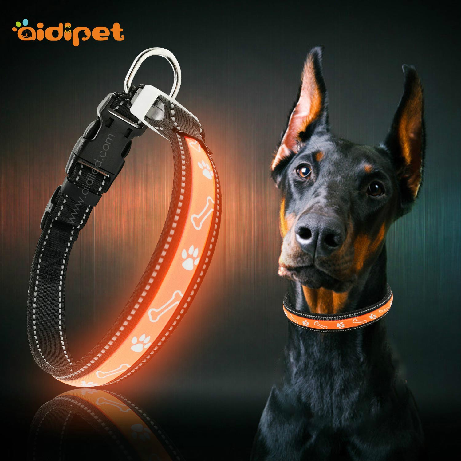 AIDI-Best Led Dog Collar Waterproof Custom Logo LED Dog Collar-1