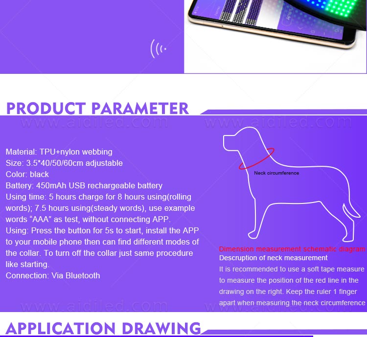 AIDI-Flashing Dog Collar Light Led App Controlled Safety Dog Collars-7