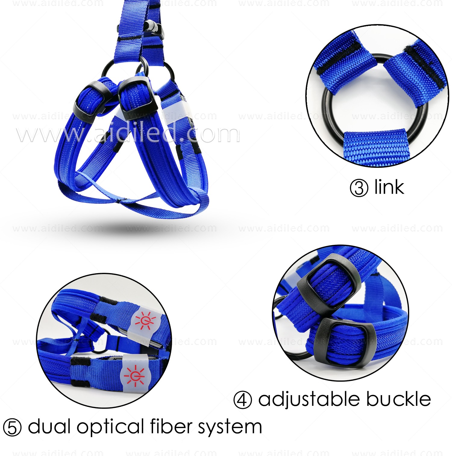 AIDI-Led Dog Harness | Colorful Soft Rechargeable Led Dog Harness-8