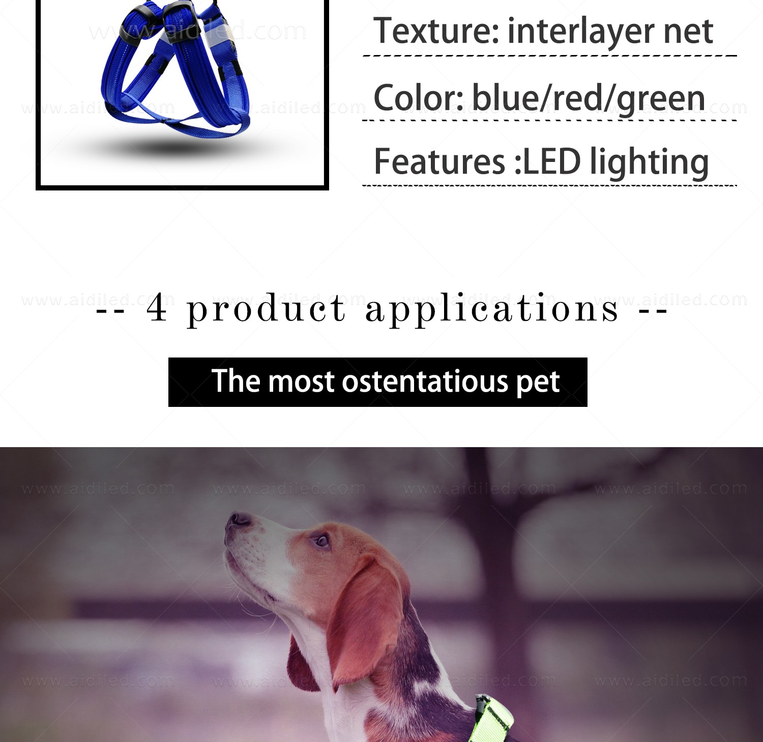 AIDI-Led Dog Harness | Colorful Soft Rechargeable Led Dog Harness-12