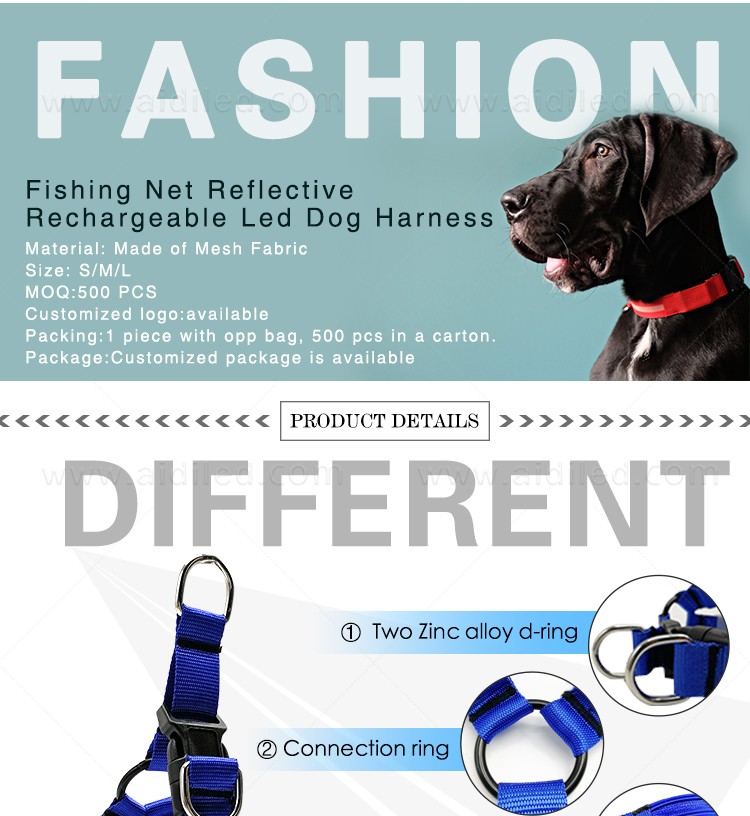 AIDI-Led Dog Harness, Reflective Rechargeable Flashing Led Dog Harness-6