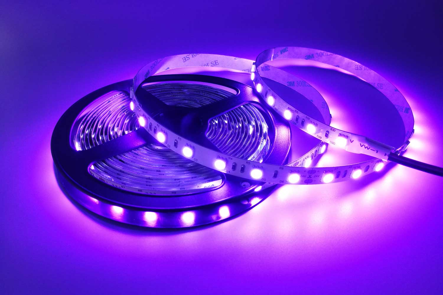 Flexible 16.4’ 300 Diodes 420nm LED Strip Light - DR-5050FX60-24-420nm
