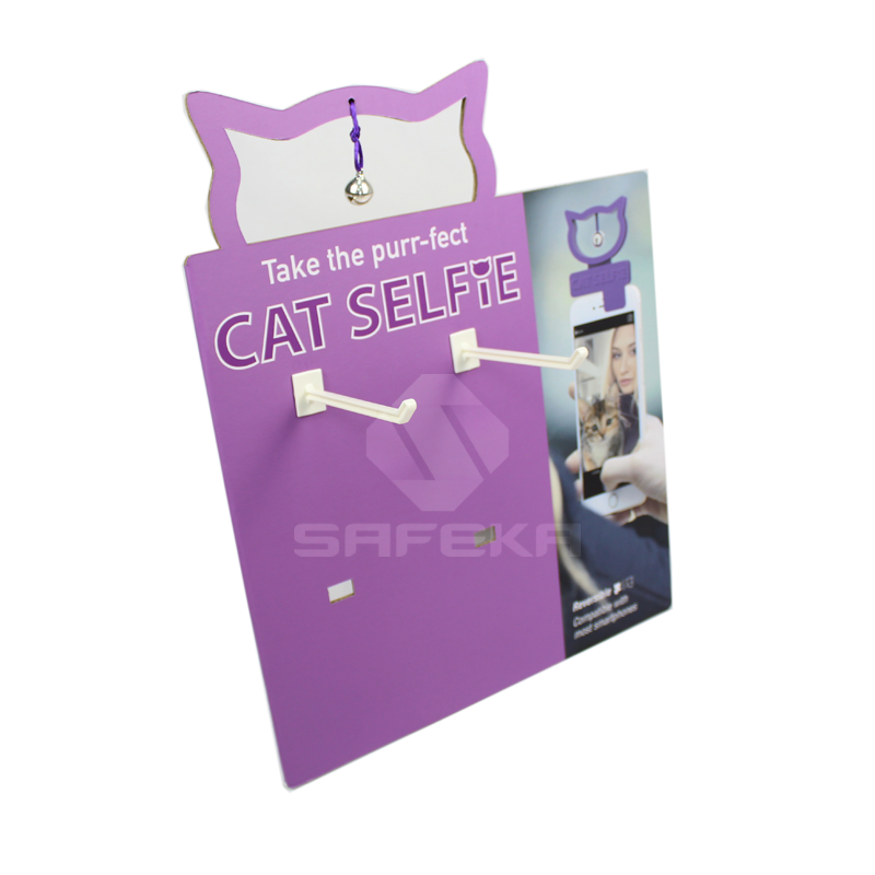 POS Cardboard Standee Display With Plastic Hooks for Pet Selfie Product SS1136