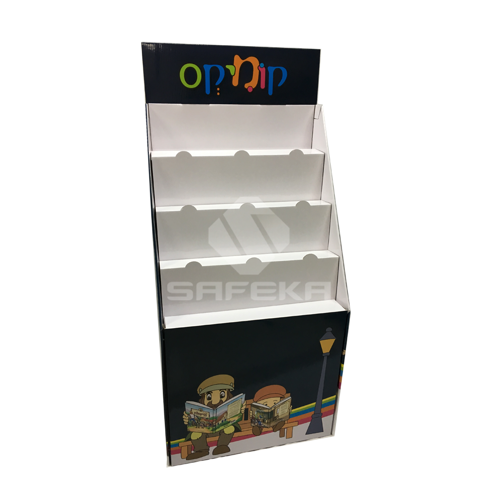 Innovative 4 Tier Cardboard Book Display Stand for Supermarket SF1160