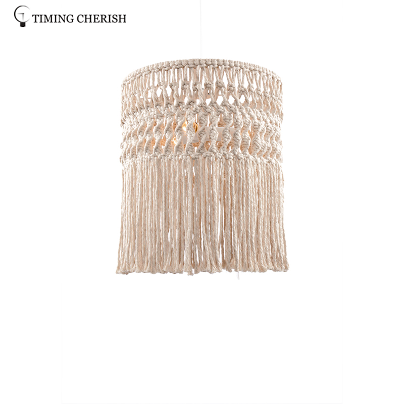 Eva 3 Light Handcrafted Weaving Cotton Cord Macrame Fringed  Boho  Pendant  Ceiling  Light